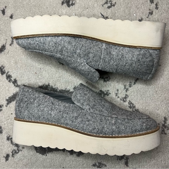 VINCE Zeta Grey Flannel Platform Oxford Loafers - Picture 5 of 11